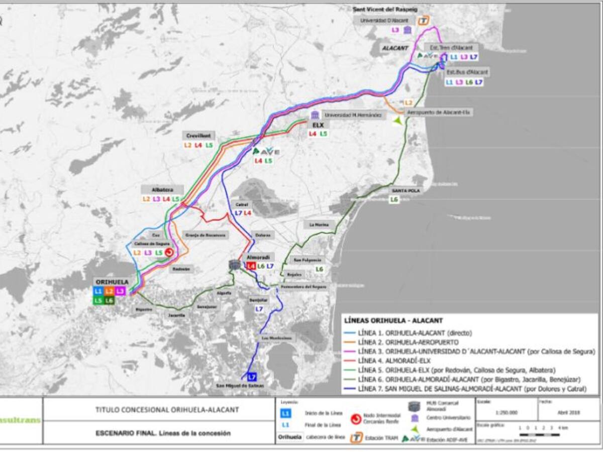 El proyecto de transporte por carretera de Orihuela-Alicante incluye la conexión con el aeropuerto y la estación del AVE