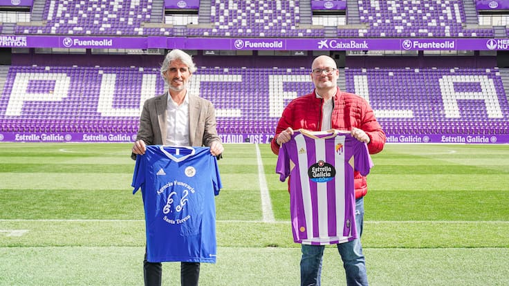 Jose Luis Fraile y Daniel Martín, directiva del CD Cuéllar explican el convenio firmado con el Real Valladolid