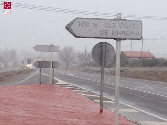 La Diputación de Castellón publica esta imagen de los efectos de la nevada en algunas carreteras