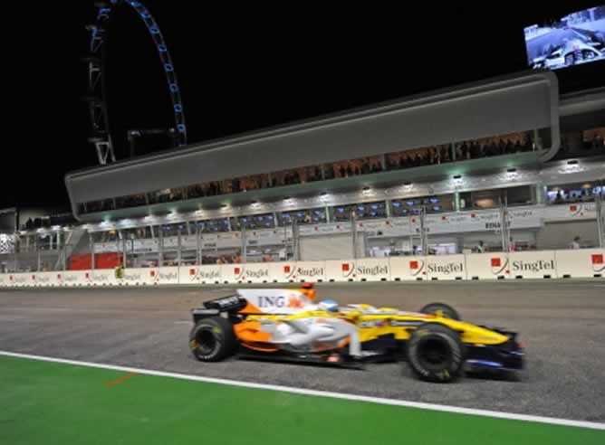 Fernando Alonso, en el trazado de Singapur