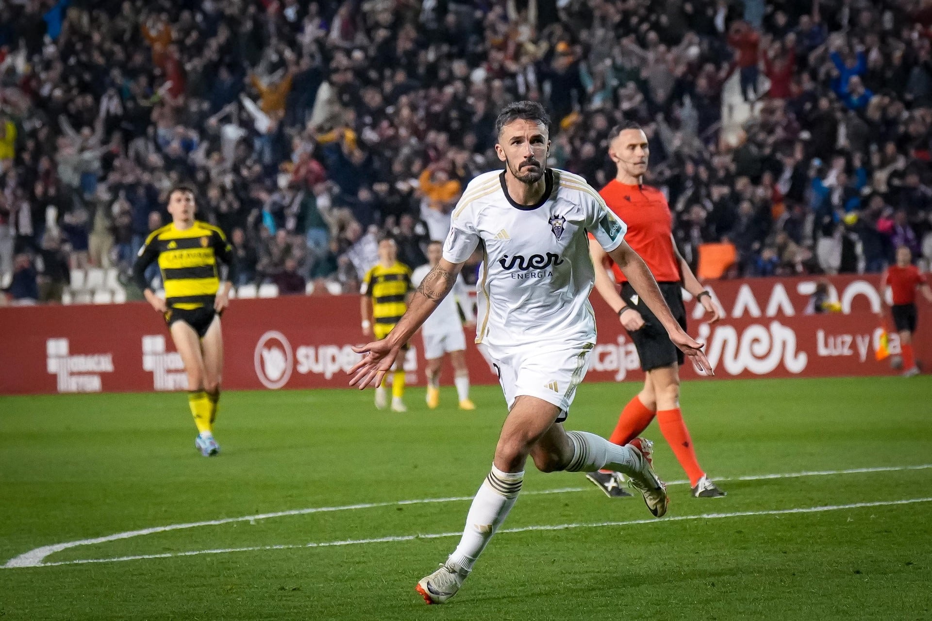 Quiles celebra su gol contra el Zaragoza