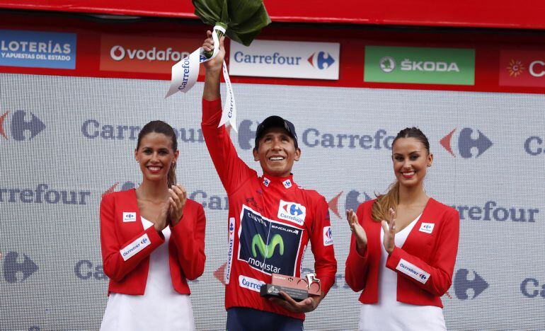 El ciclista colombiano del equipo Movistar Nairo Quintana.