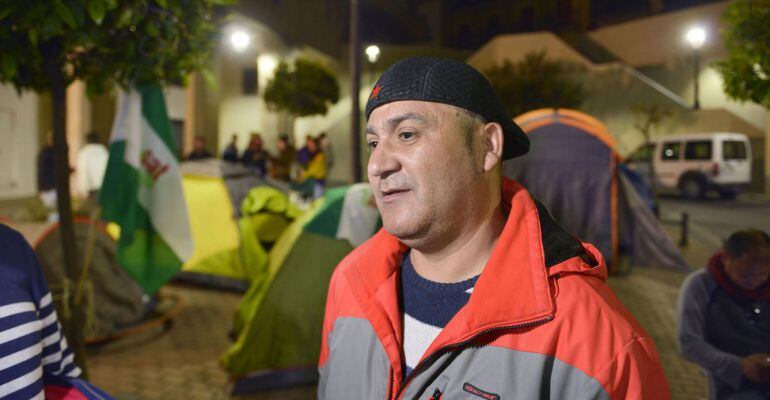 Andrés Bódalo durante el campamento de protesta que se realizó días antes de que entrase en prisión.