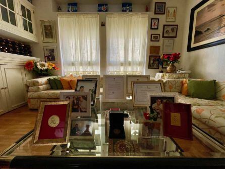 Fotos en la casa de Juan Antonio Palacios.