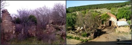 El antes y el después de una de las casas de Fraguas.