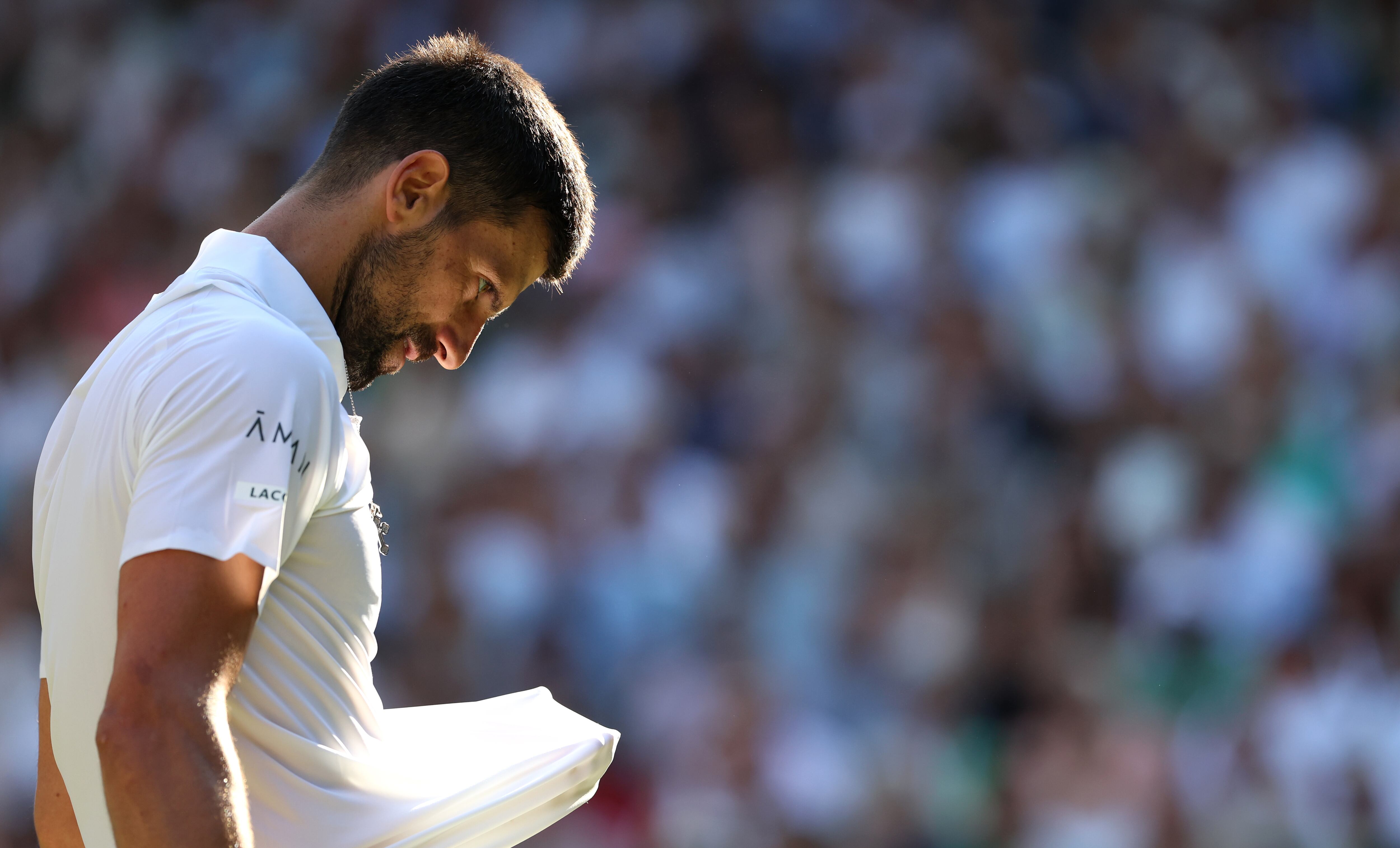 Novak Djokovic, en su partido de Wimbledon ante Jannik Sinner