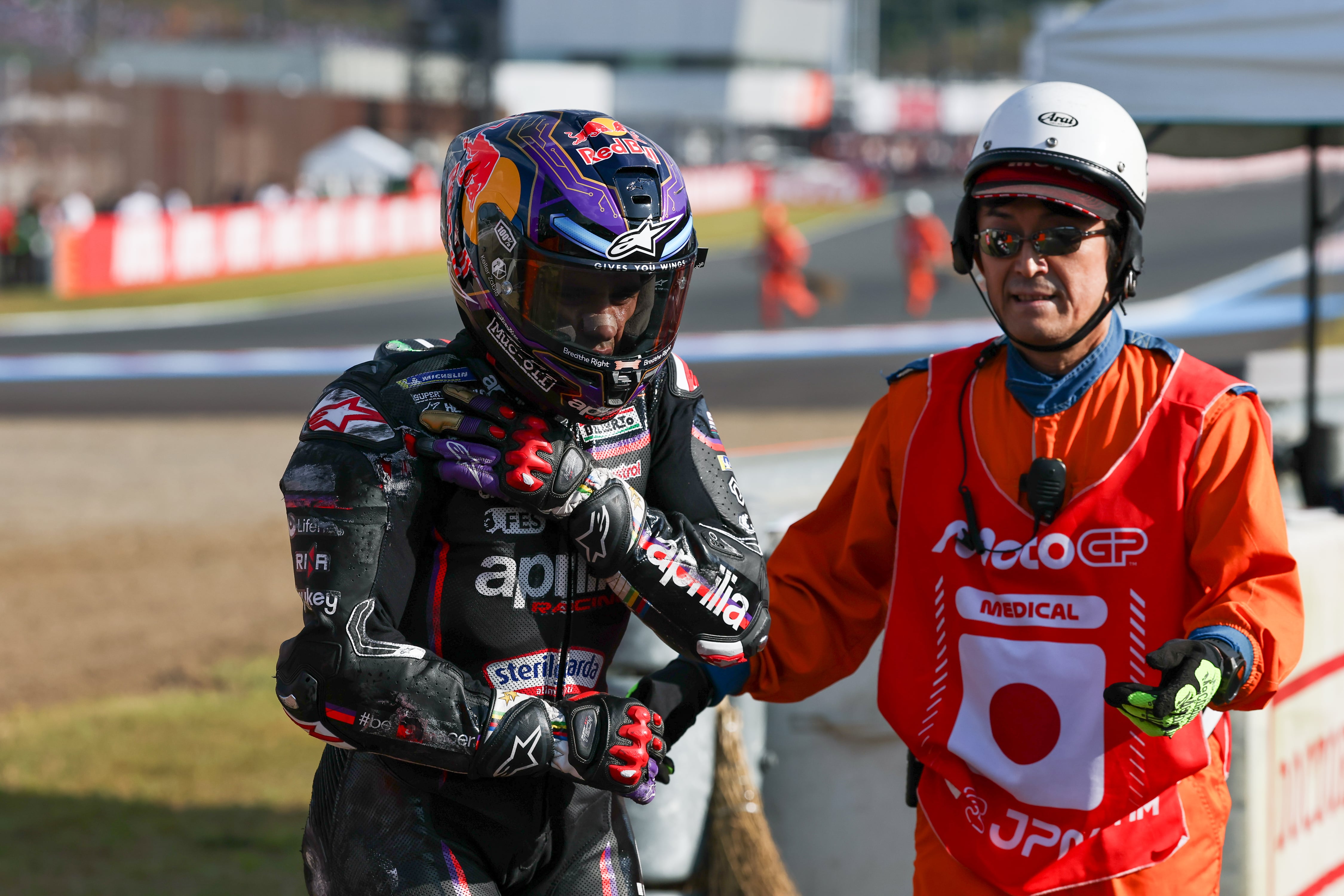 Jorge Martín, tras su caída en la sprint del GP de Japón