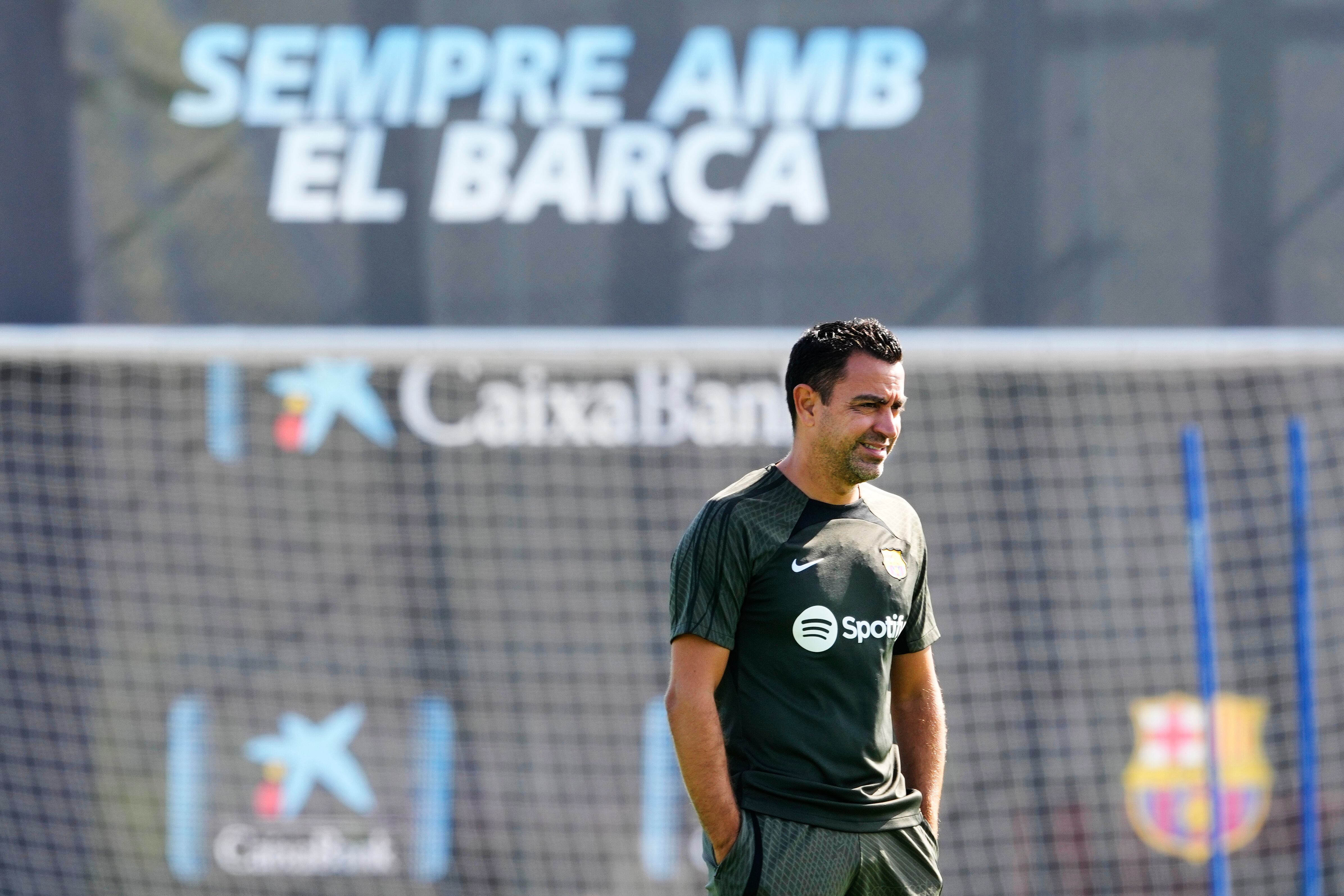 Xavi, durante un entrenamiento del Barça, esta semana.