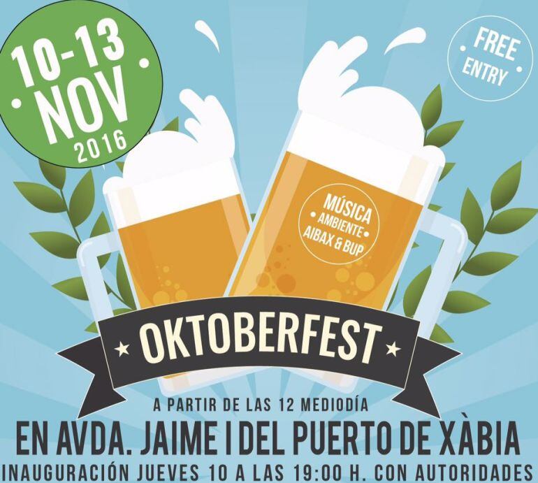 Parte del cartel anunciador de la I edición de la Oktoberfest, organizada por la Asociación Xàbia Port, en ese municipio.