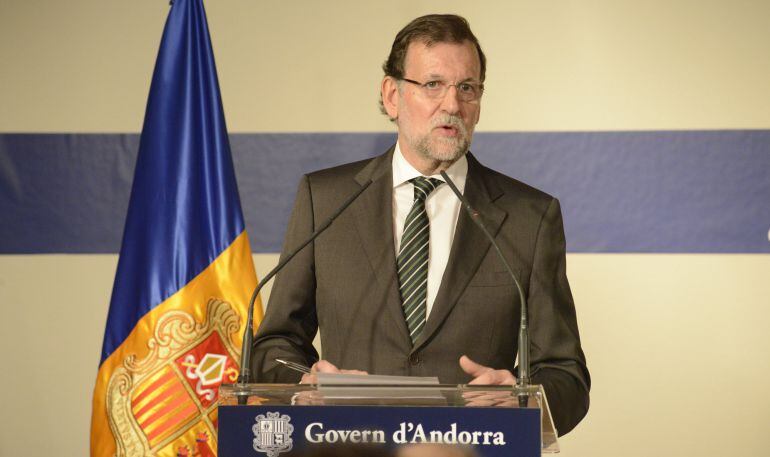 Mariano Rajoy durante su comparecencia en su segunda jornada de visita oficial a Andorra