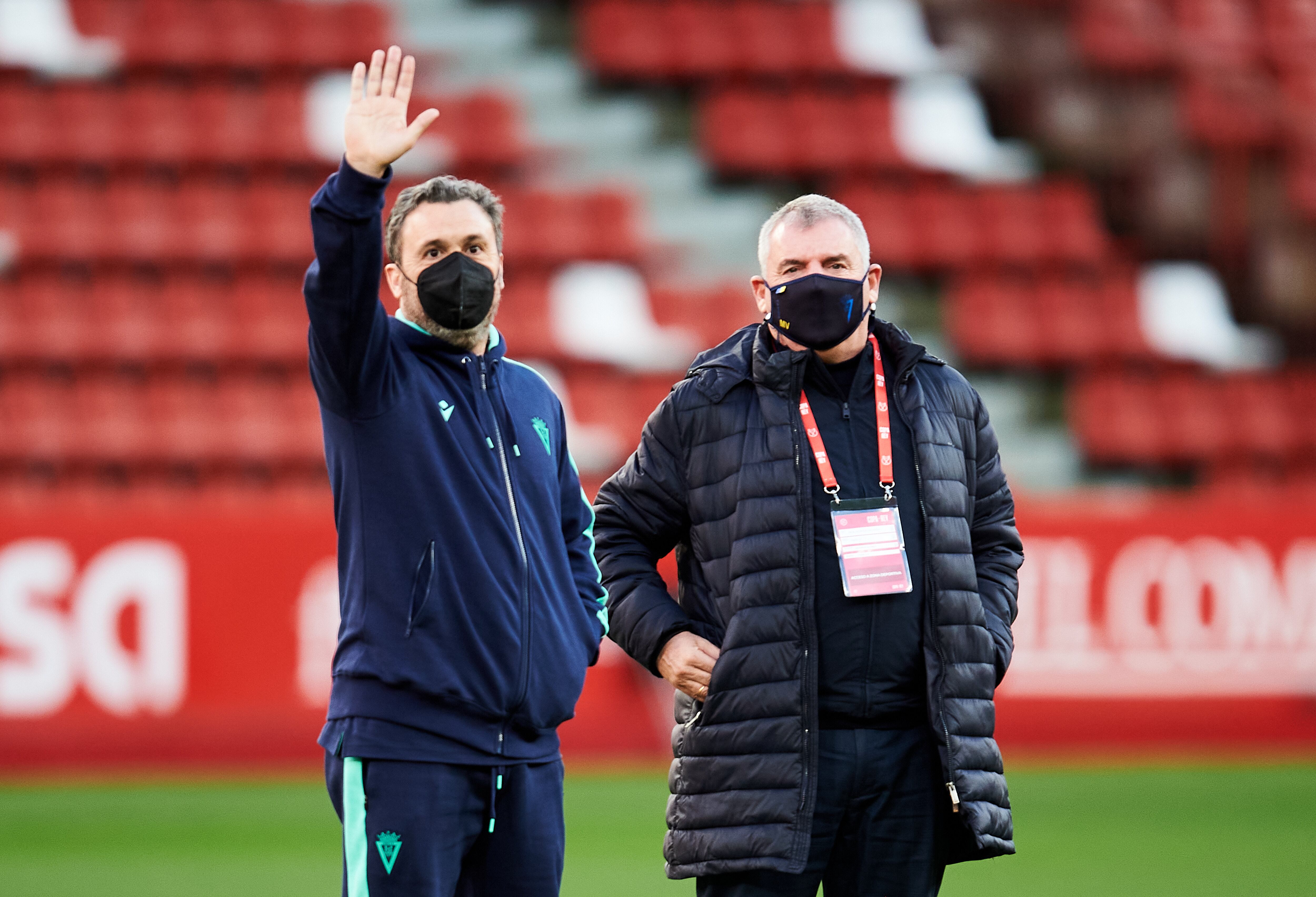 El presidente del Cádiz, Manuel Vizcaino Fernandez y Sergio Gonzalez, entrenador del Cádiz (Getty Images)