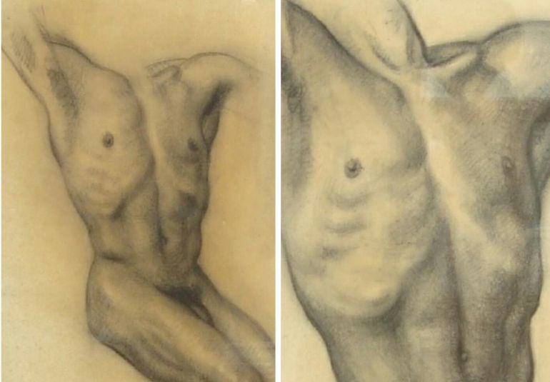 Torso de Hombre y Torso de Hombre Sentado, dos de los dibujos de Victorio Macho desaparecidos en el robo