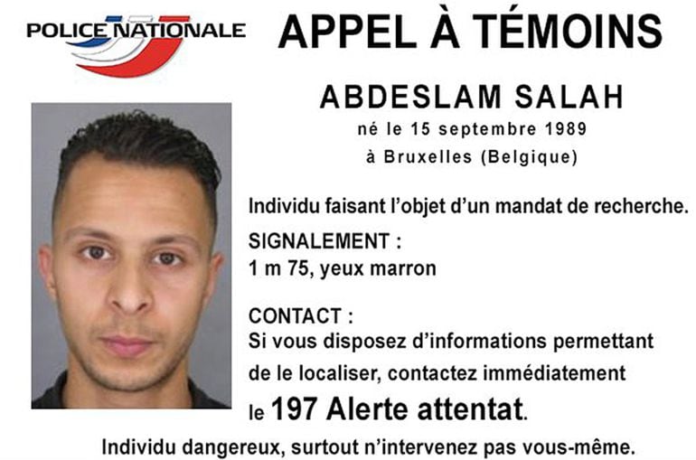 Ficha policial de Salah Abdeslam. 