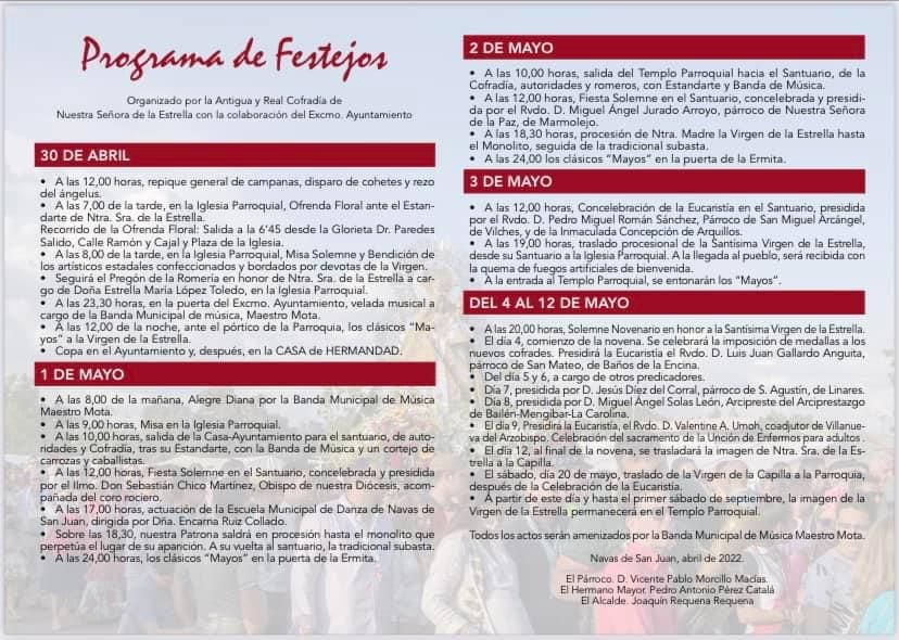 Programa de Festejos Virgen de la Estrella 2023.