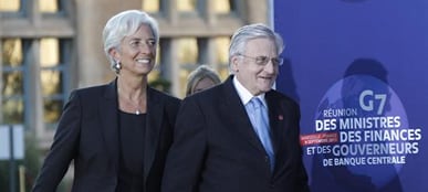 La directora gerente del Fondo Monetario Internacional, Christine Lagarde, y el presidente del Banco Central Europeo, Jean-Claude Trichet