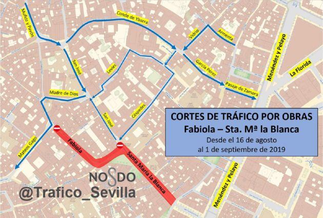 Plan de tráfico por el corte de las calles Fabiola y Santa María la Blanca