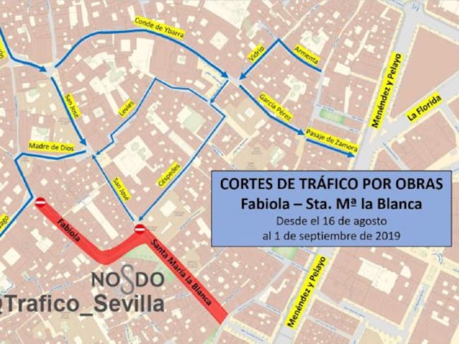 Plan de tráfico por el corte de las calles Fabiola y Santa María la Blanca