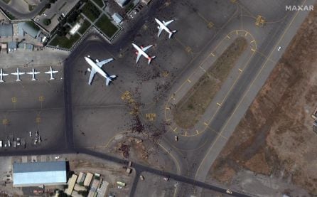 Imagen de satélite de lo ocurrido este lunes en el aeropuerto de Kabul