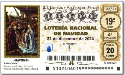 Imagen del décimo de la Lotería de Navidad de este año 2024