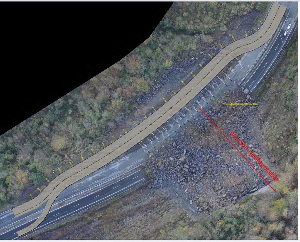 Estado del talud desprendido en la AP66