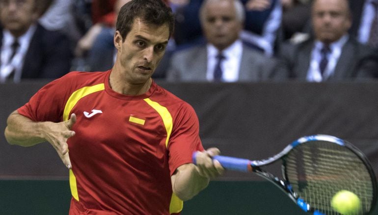 Albert Ramos, durante un lance de la eliminatoria en Serbia