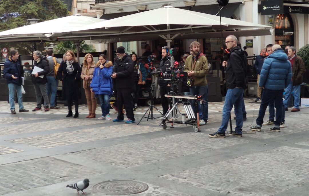 Equipo de la película &#039;La Hija&#039; durante uno de los días de rodaje en la capital.