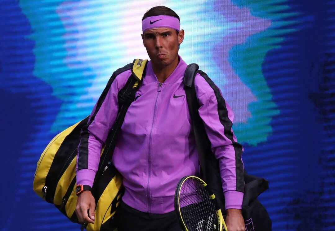 Rafa Nadal, en su entrada a la pista antes de jugar su primer partido en el US Open.