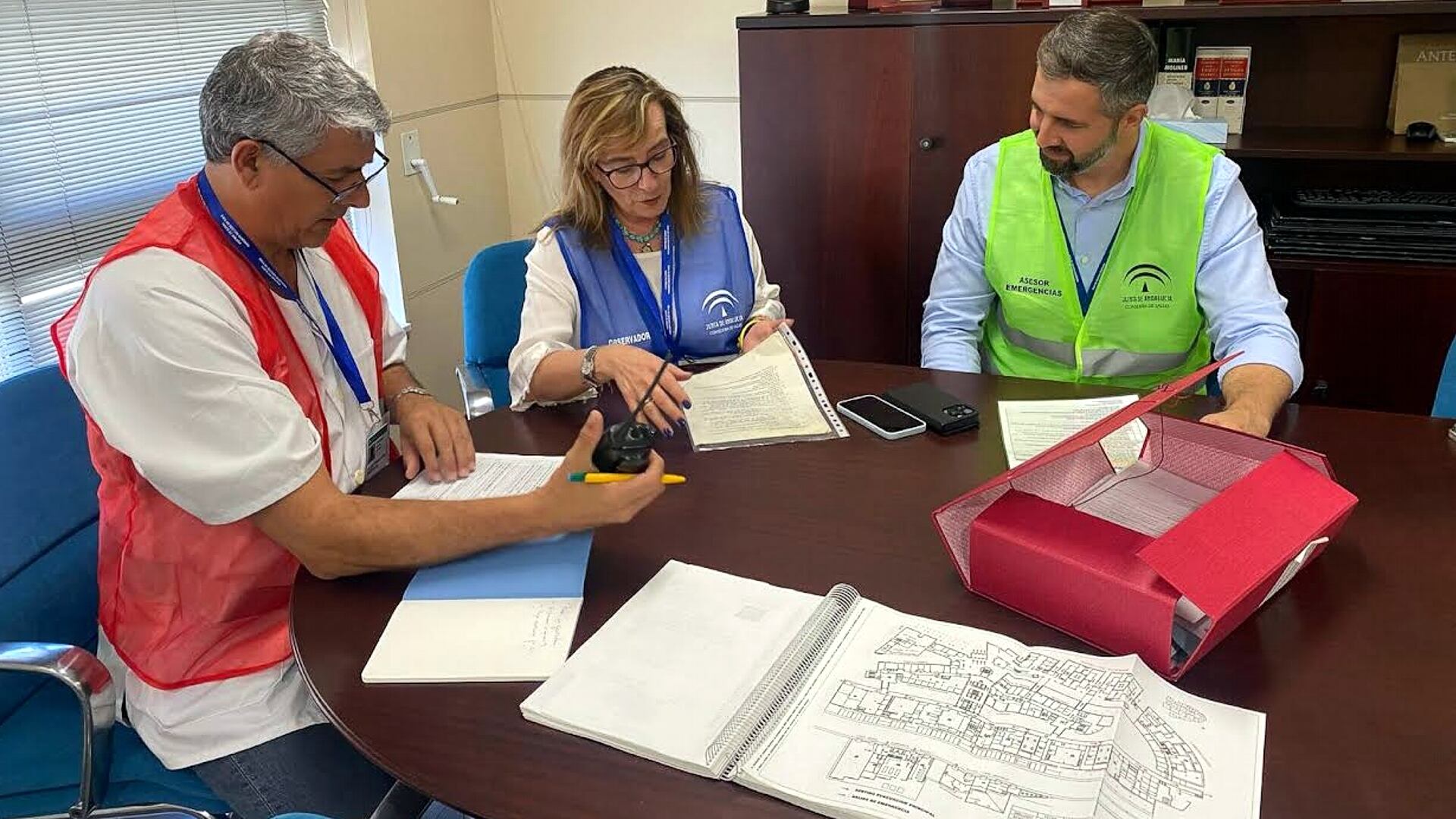 Momento del simulacro en el Hospital de Antequera