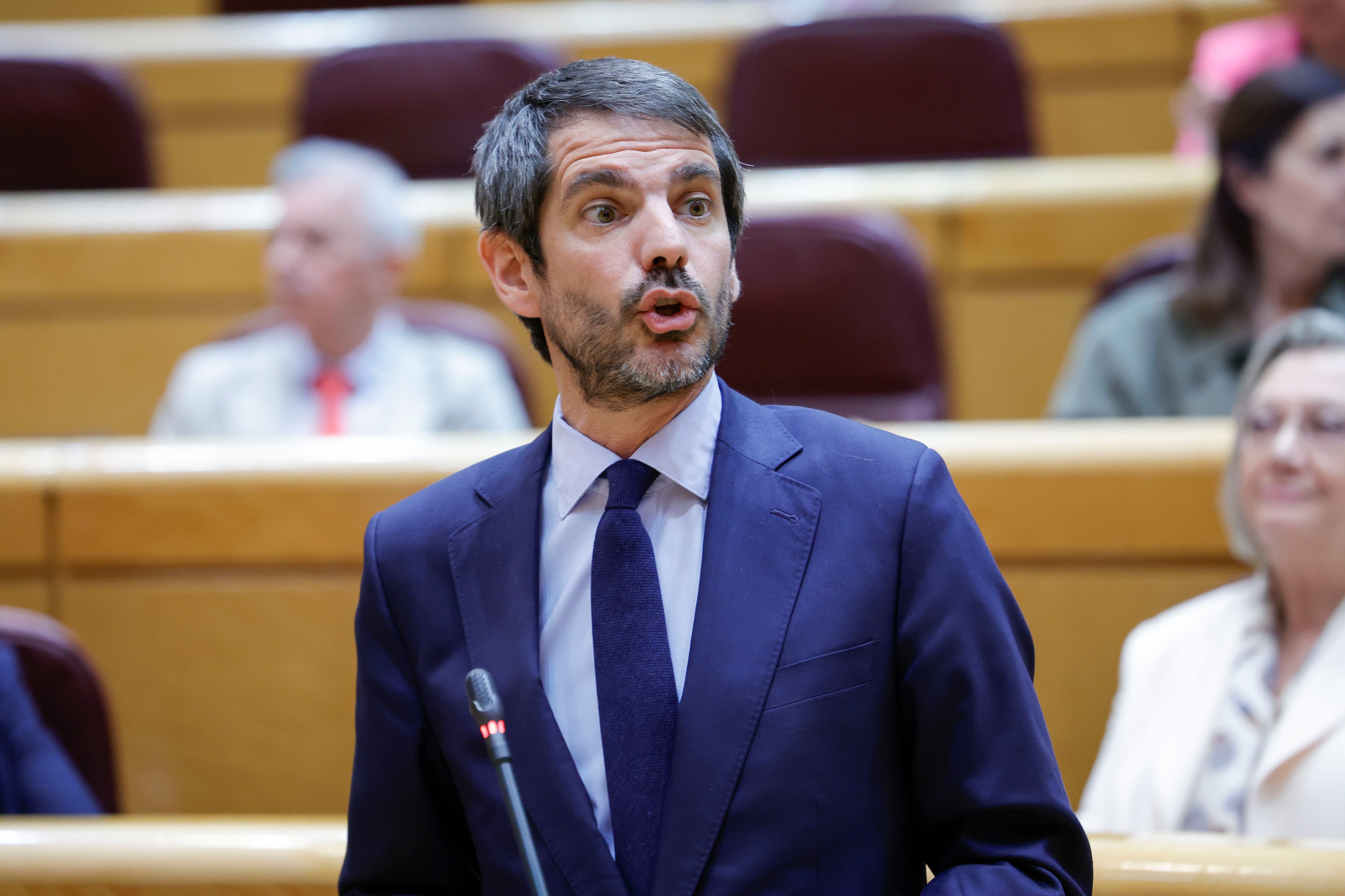 MADRID, 21/04/2026.- El ministro de Cultura, Ernest Urtasun, interviene durante la sesión de control al Gobierno celebrada por el pleno del Senado, este martes en Madrid. EFE/ Zipi