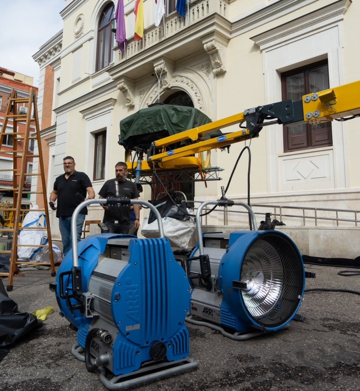 Instalación de focos para el rodaje