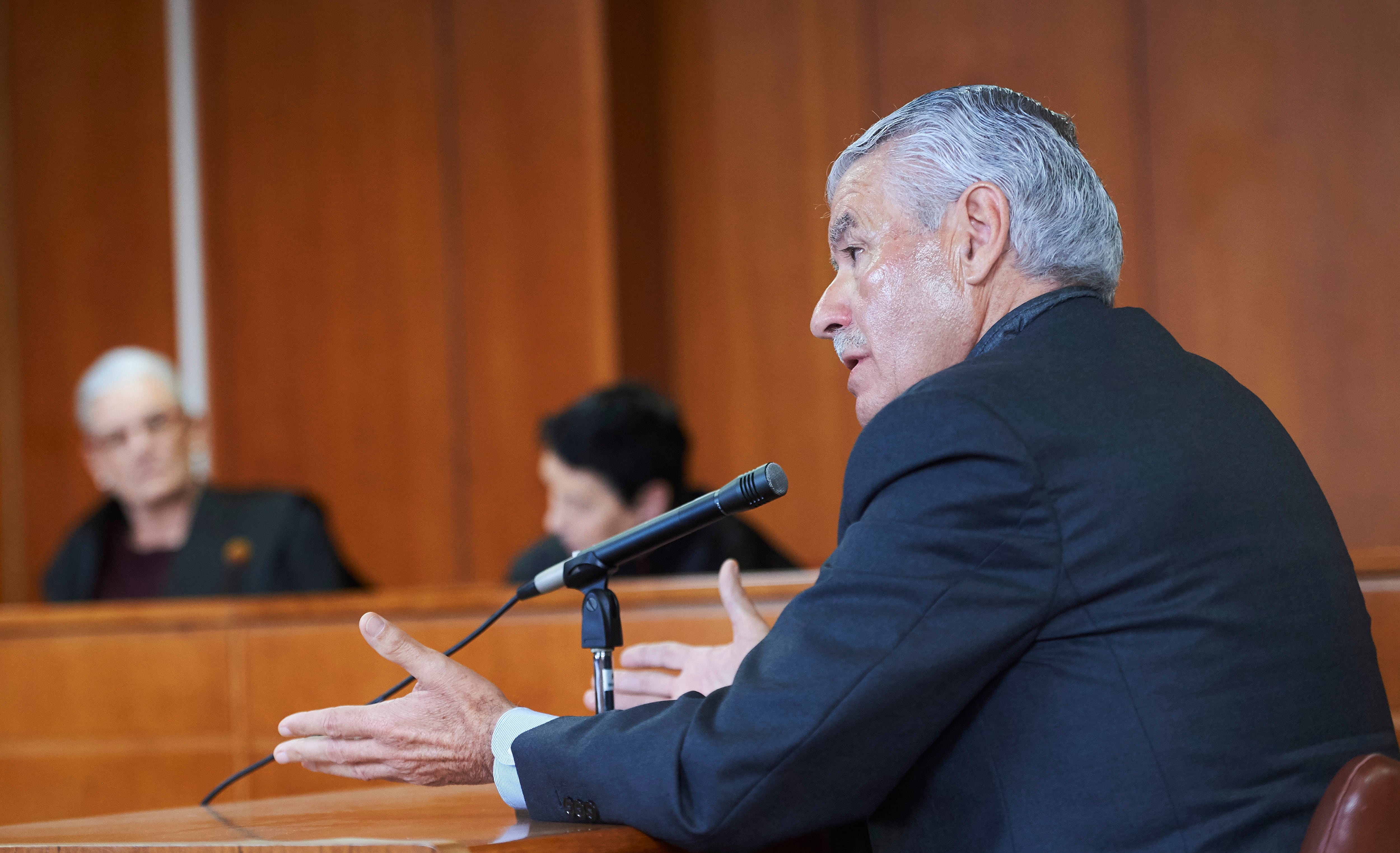 SANTANDER, SPAIN - JANUARY 13: The former president of Real Racing Club de Santander football club, Francisco Pernia, declares at Cantabria Provincial Court for his involved in alleged misappropriation and disloyal administration on January 13, 2020 in Santander, Spain. (Photo by H.Bilbao/Europa Press via Getty Images)