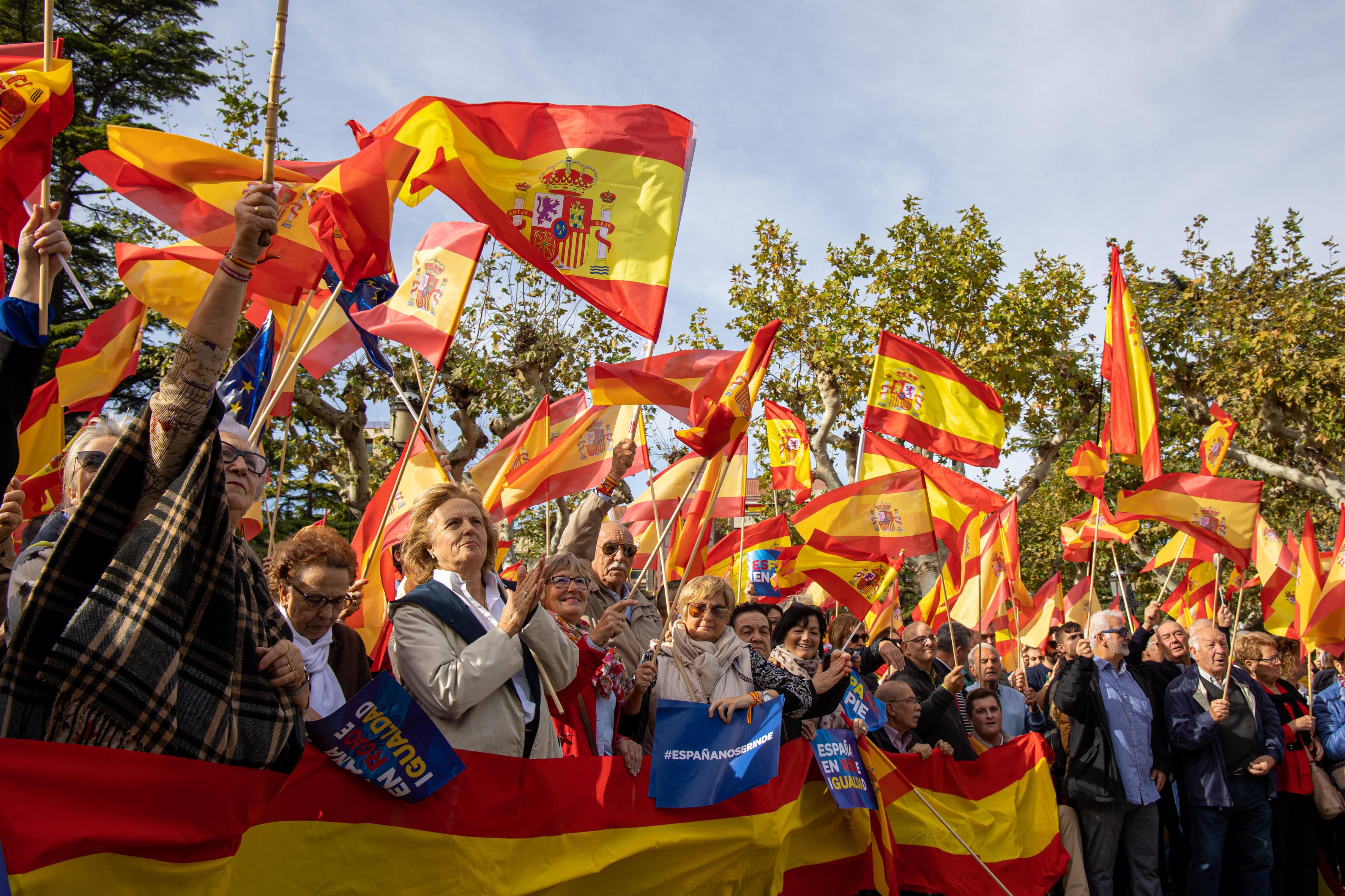 La manifestación convocada por el PP en protesta contra la ley de amnistía ha congregado este domingo a más de 25.000 personas Logroño.-EFE/ Raquel Manzanares