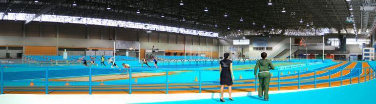 maqueta del proyecto de la nueva pista de atletismo cubierta en Expourense