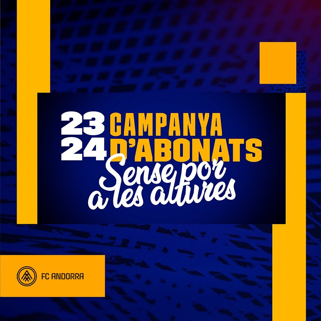 Cartell de la campanya d'abonats del FC Andorra per a la nova temporada.