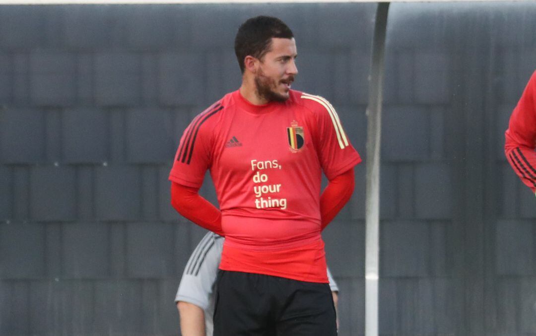 Hazard, durante un entrenamiento con la selección de Bélgica. 