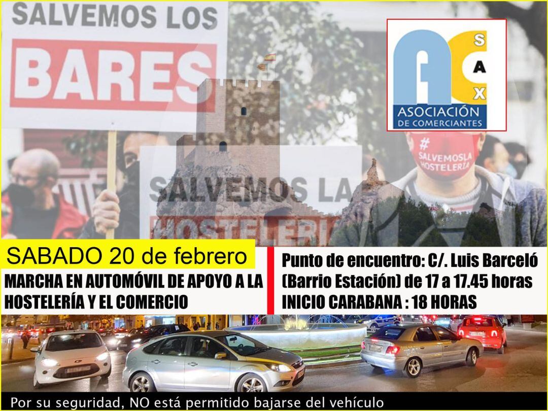 Manifestación en automóvil en Sax 