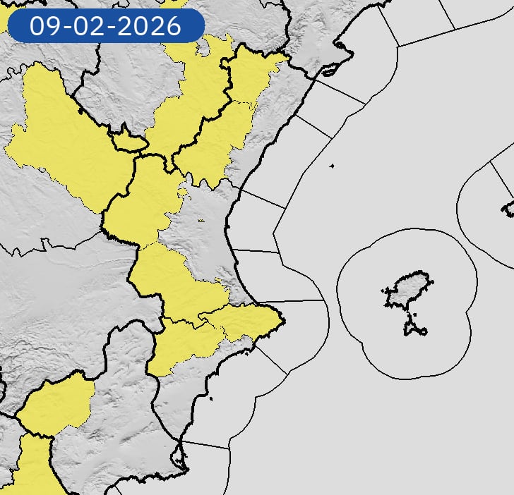 Avisos de AEMET para mañana. Fuente: AEMET CV