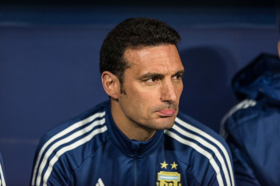 Lionel Scaloni, en el banquillo de la Selección Argentina