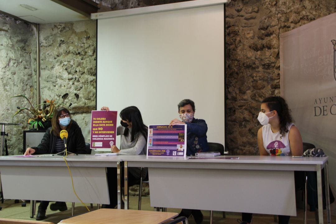 Arantza Sanz, Lucía Arranz, Montserrat Sanz y Cristina Gómez durante la presentación de las actividades organizadas con motivo del 25N, Día internacional de la eliminación de la violencia de género