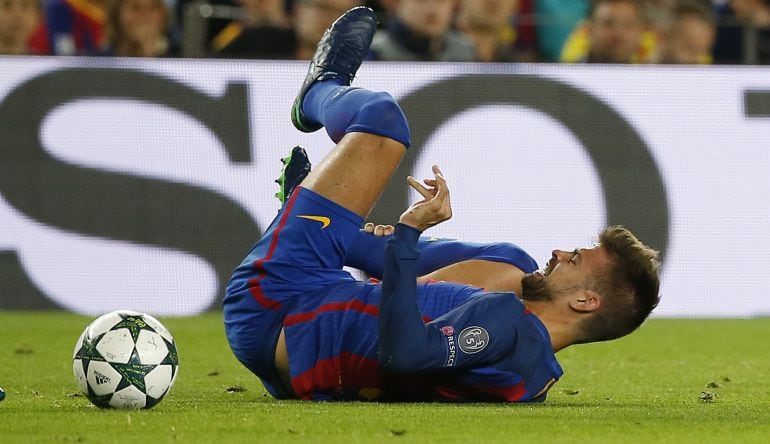 Gerard Piqué, en el partido de la Champions ante el Manchester City.