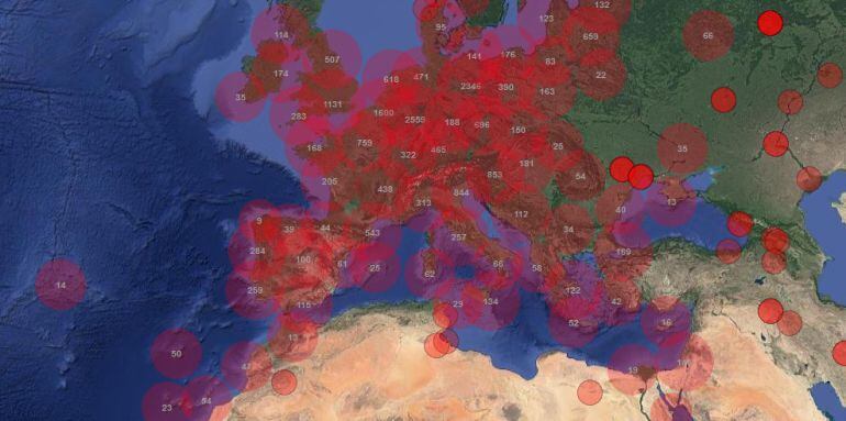 El mapa de sonidos de Europa de la web &#039;Aporee&#039;