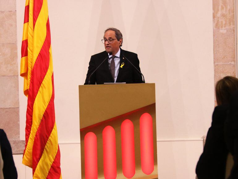 Quim Torra durante la entrega de la Medalla de Honor a la Associació de Mestres Rosa Sensat