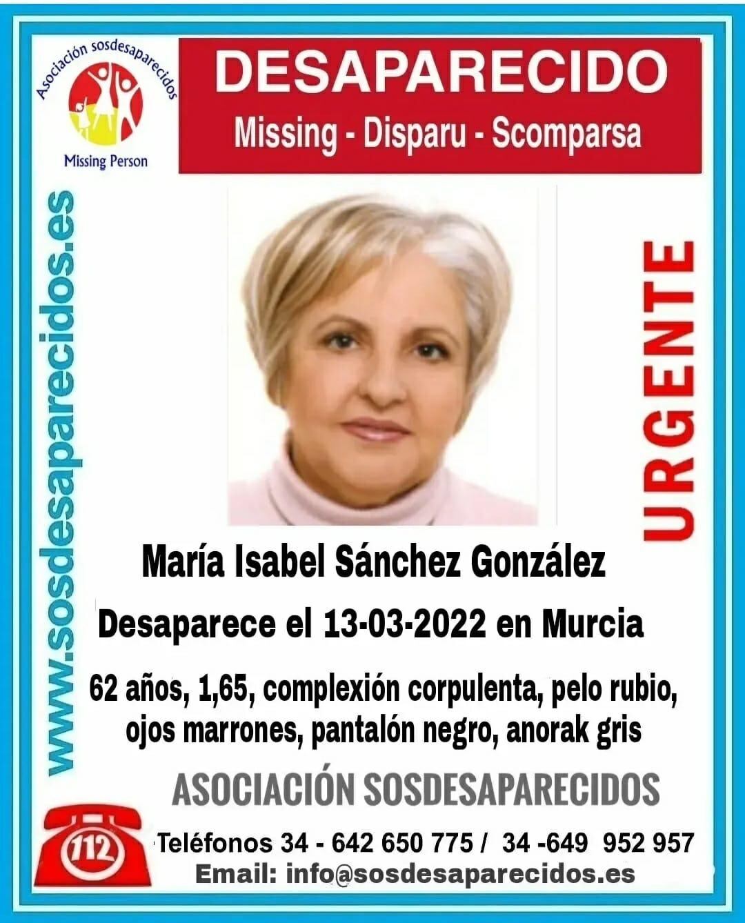 Buscan a una mujer desaparecida en Murcia el paado domingo