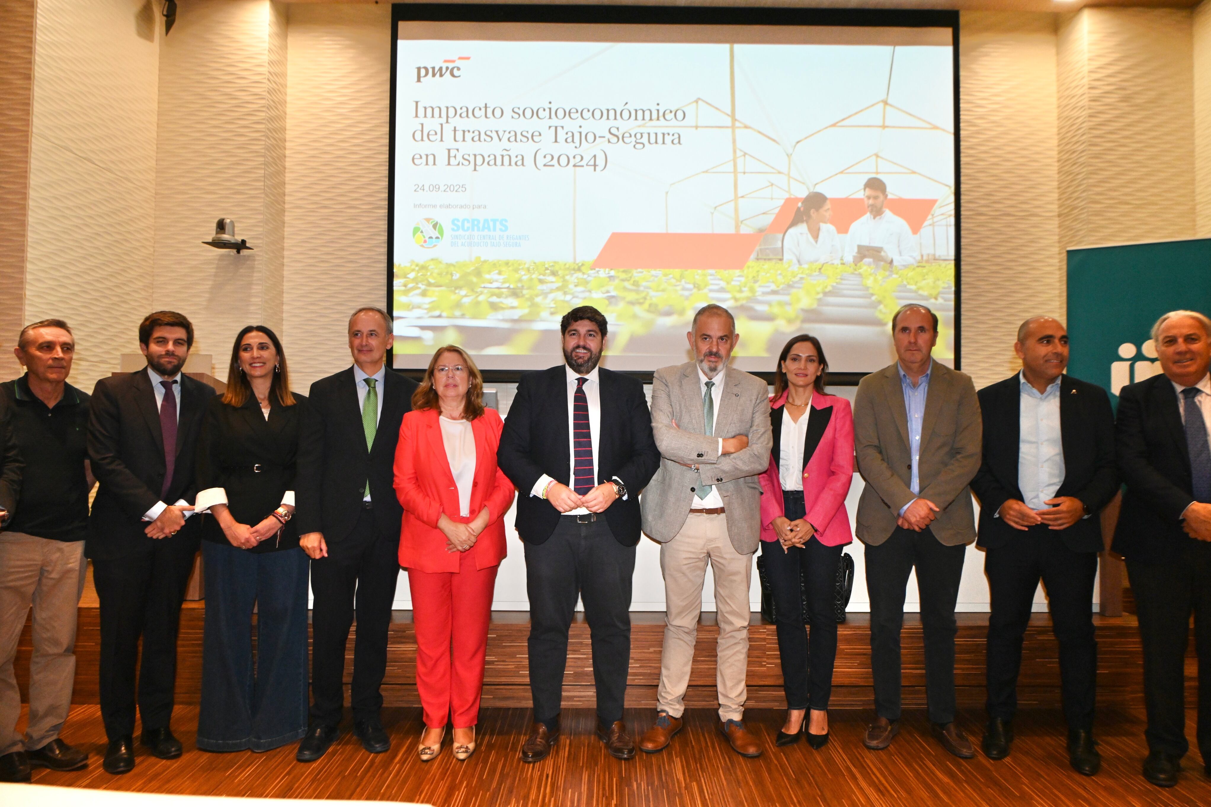 Presentación del estudio ‘Impacto socioeconómico del Trasvase Tajo Segura en España en 2024’, organizado por el Sindicato Central de Regantes del Acueducto Tajo-Segura.