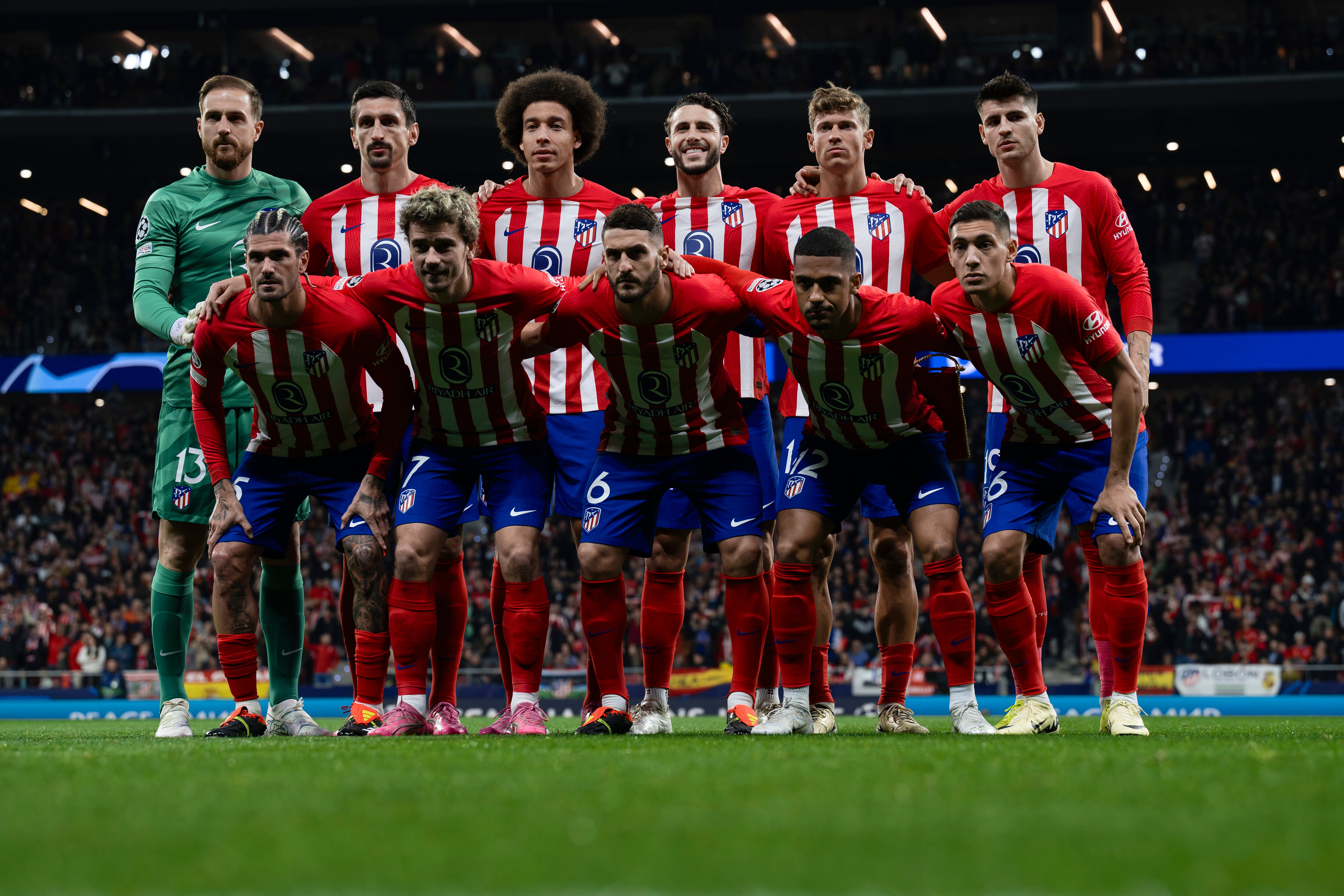 Once inicial del Atlético de Madrid durante un partido de Champions