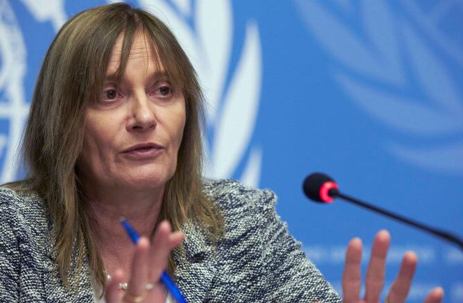 La subdirectora general de la OMS, Marie Paule Kieny, durante la rueda de prensa que ha ofrecido este martes