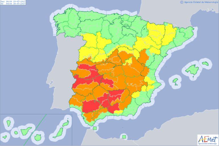 La alerta roja por calor amenaza ya a siete provincias españolas.