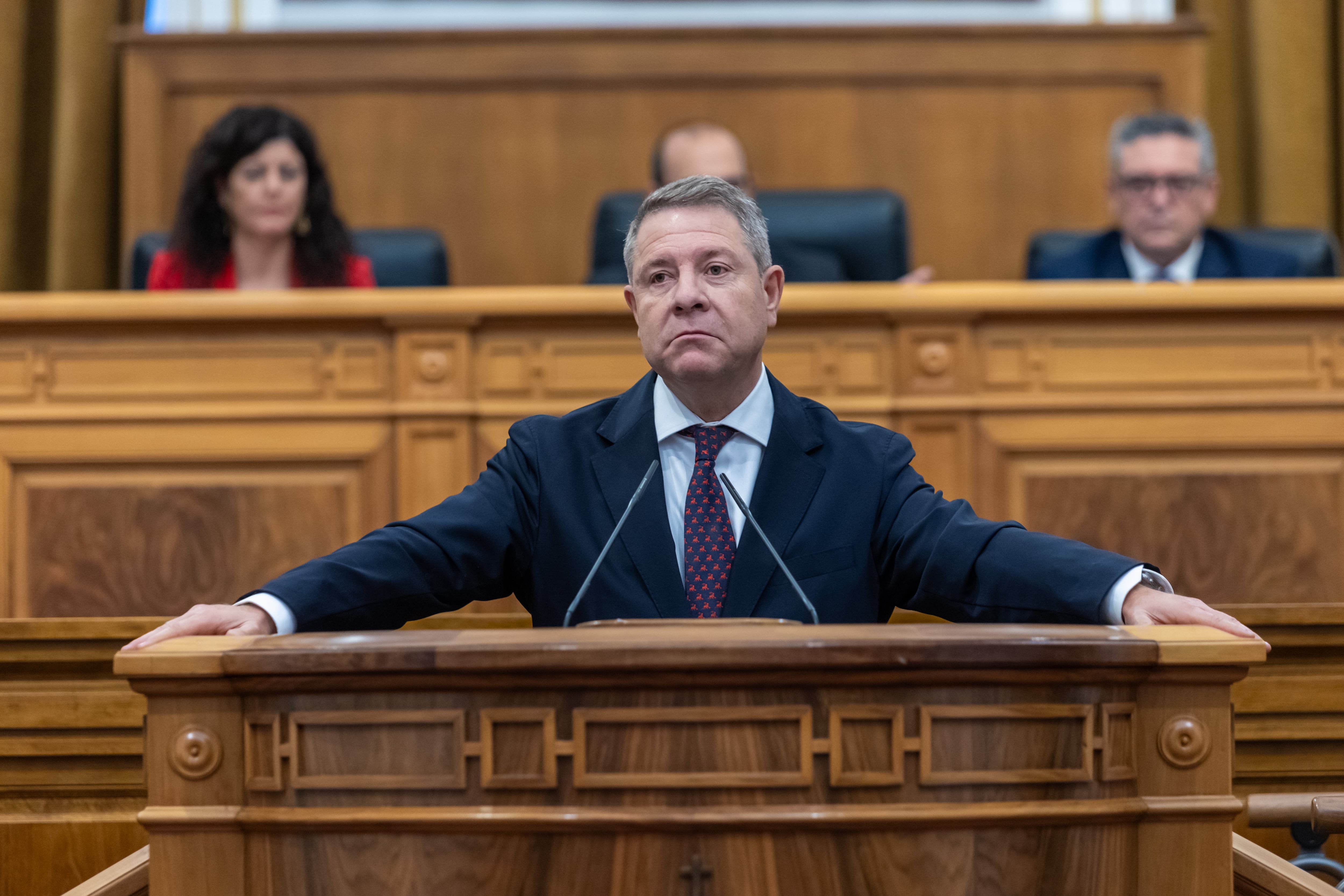 El presidente de la Junta de Comunidades de Castilla-La Mancha, Emiliano García-Page, interviene en el primer Debate sobre el Estado de la Región