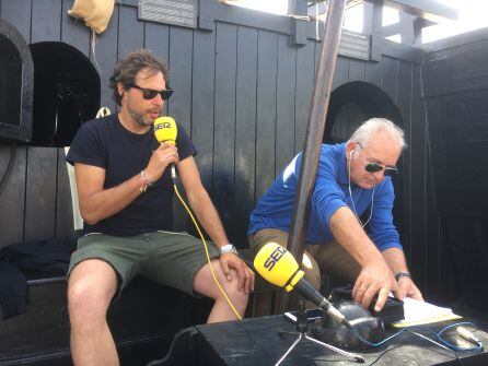 El responsable de la Fundación, Pedro Giménez y Nacho Lahuerta, durante la retransmisión del programa en directo