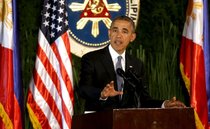 El presidente de Estados Unidos, Barack Obama, durante una rueda de prensa que ha ofrecido este lunes en Filipinas